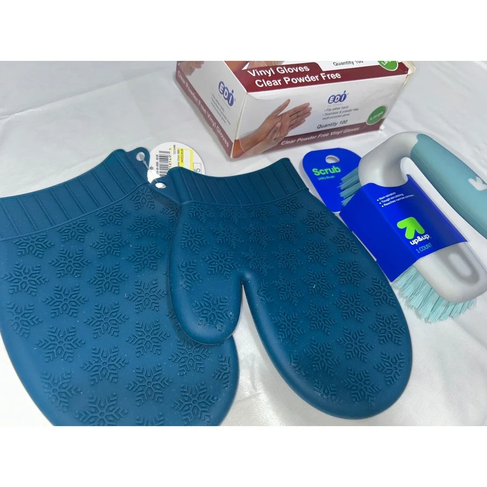 Household‎ Bundle Silicone Oven Mitts EDI Vinyl Gloves Large up & up Scrub Brush